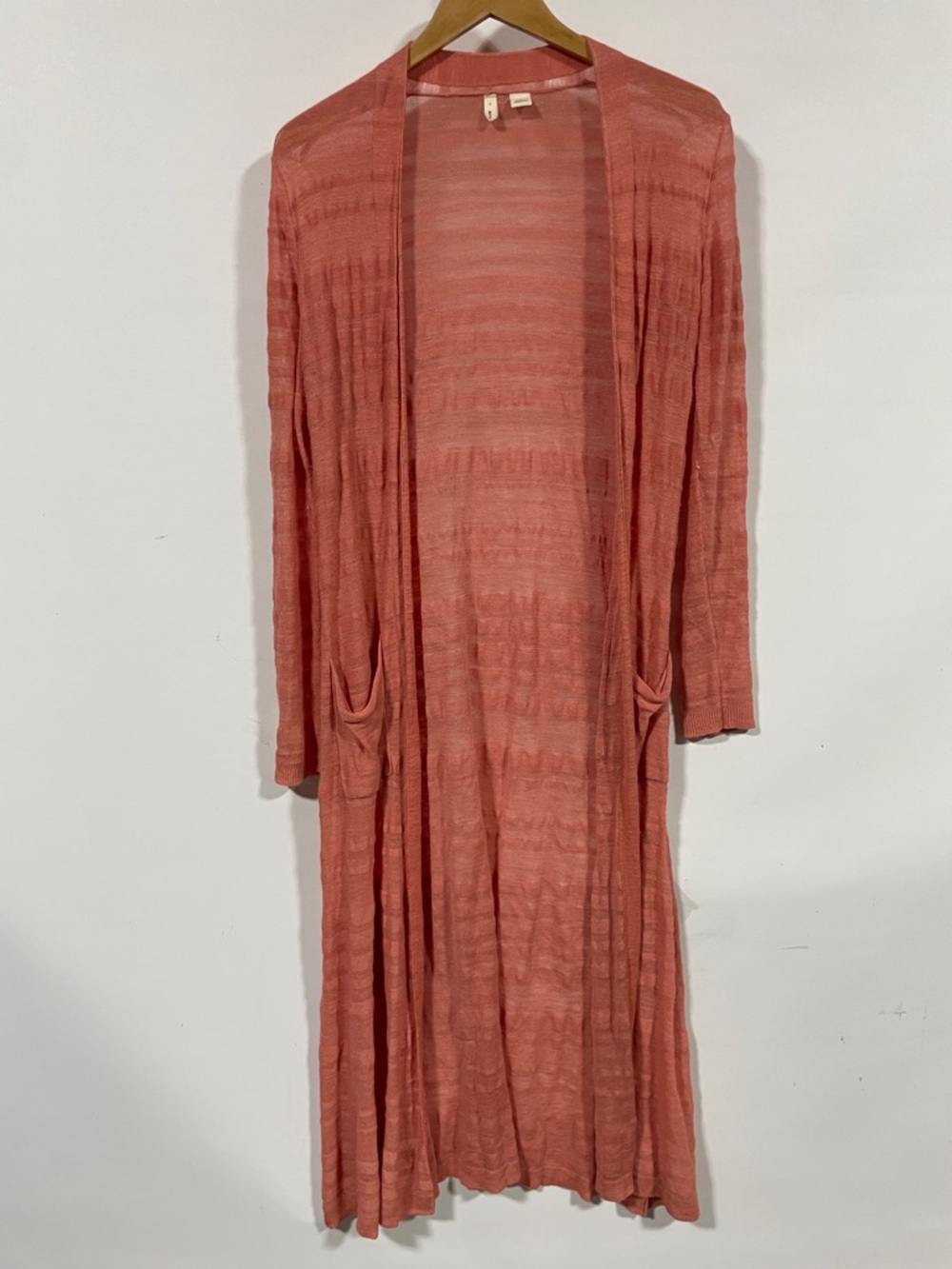 Moth Lightweight Long Open-Front Cardigan - Dusty Coral
